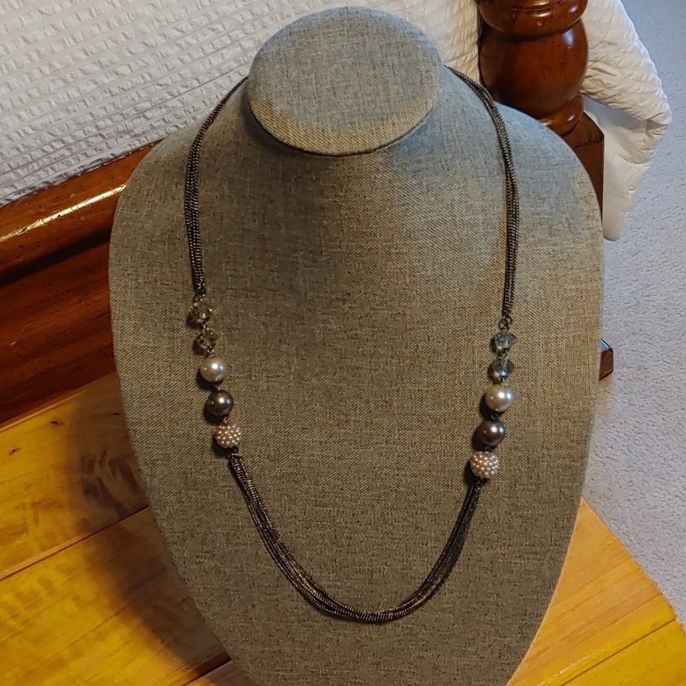 RMN Roman Company Signed Vintage Multi strand Beaded Necklace